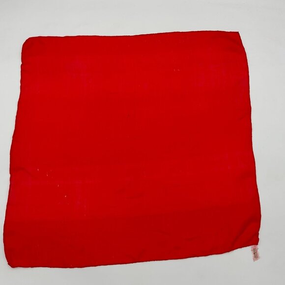 Collection of Three Hand Rolled Vintage Handkerchiefs or Scarves Red Pink Yellow - Picture 9 of 9